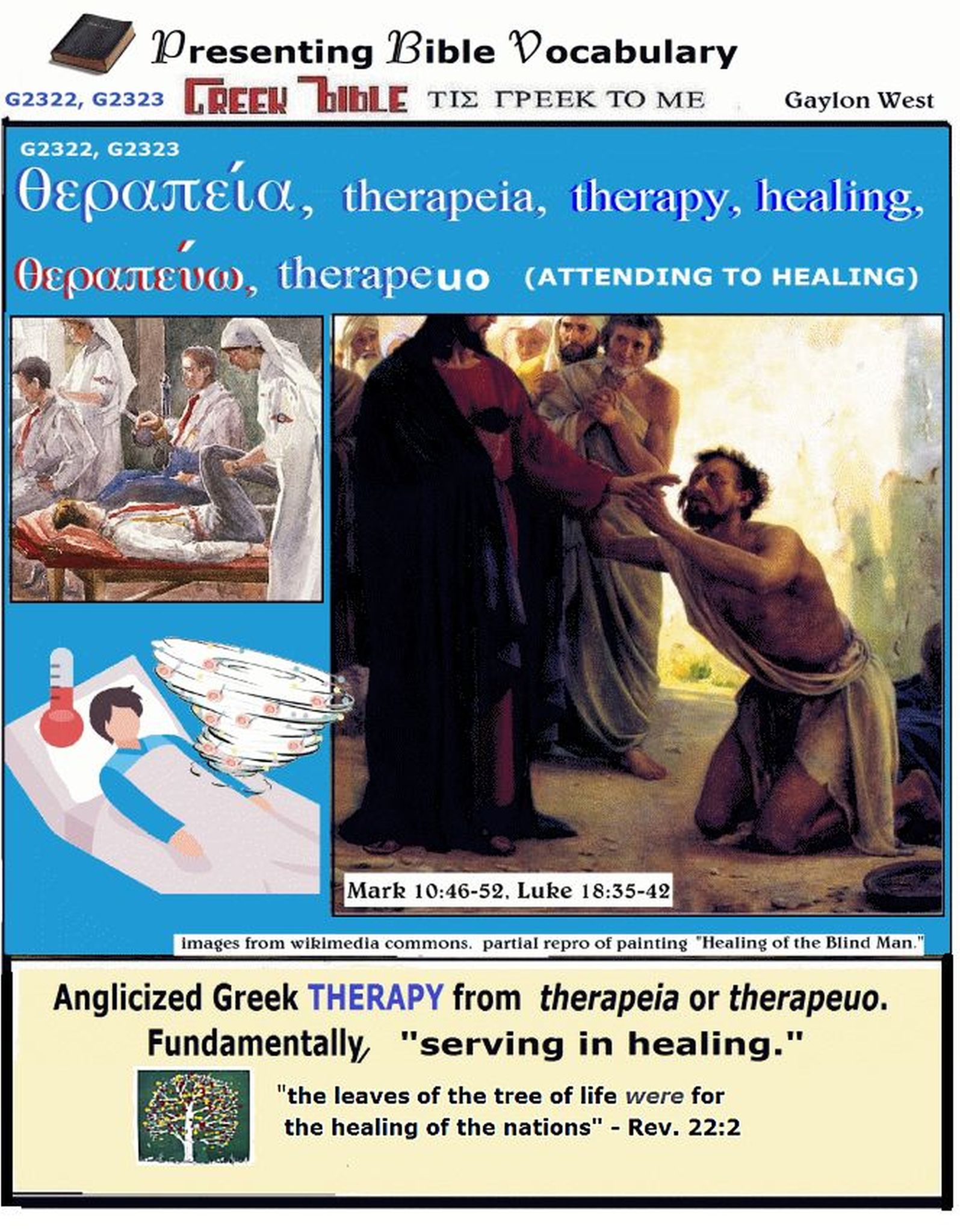 therapy; illustration of Strong's G2322 and G2323